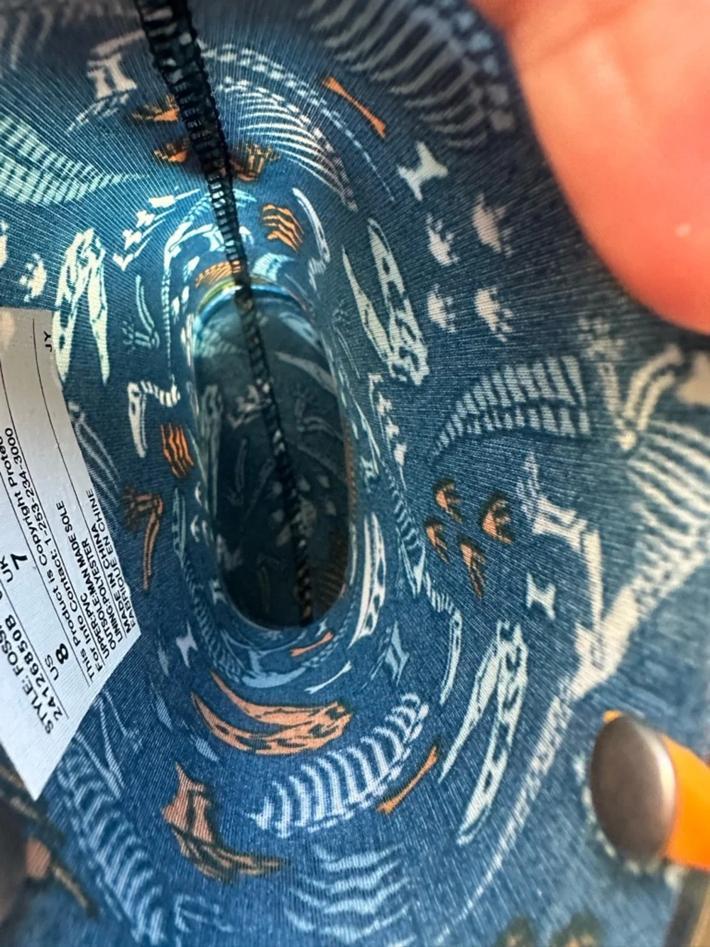 Western Chief Navy & Orange Dino-Print Kids Rain Boots